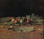 Ilia Efimovich Repin Apple still life and leaves painting